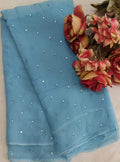 Pure Chiffon Moti Patra Work All over Saree With Running Blouse.