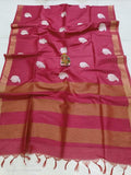 Pure Tussar- Moonga Hand Embroidered Saree With Running Blouse