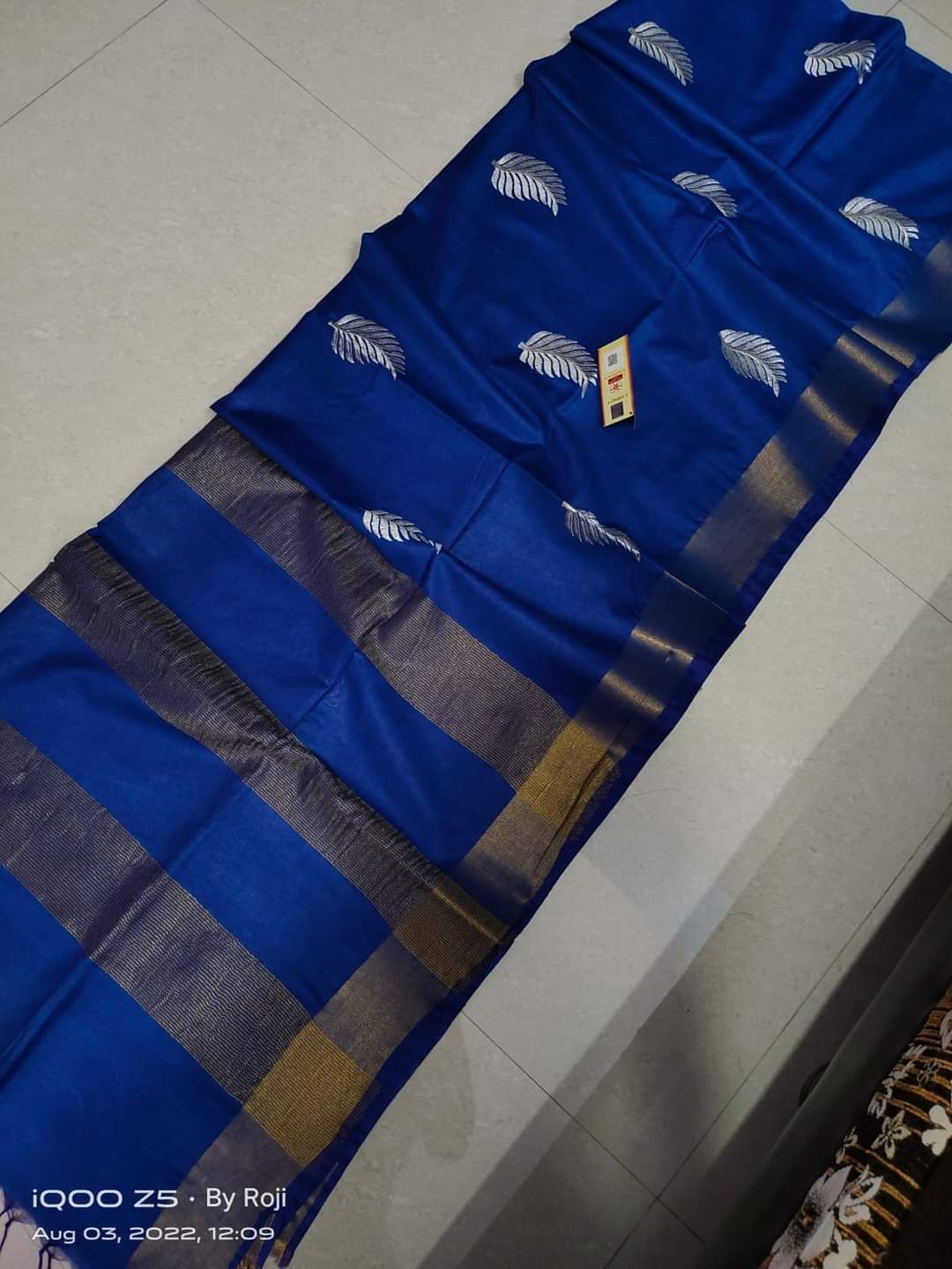 Pure Tussar- Moonga Hand Embroidered Saree With Running Blouse