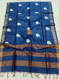 Pure Tussar- Moonga Hand Embroidered Saree With Running Blouse