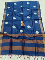 Pure Tussar- Moonga Hand Embroidered Saree With Running Blouse