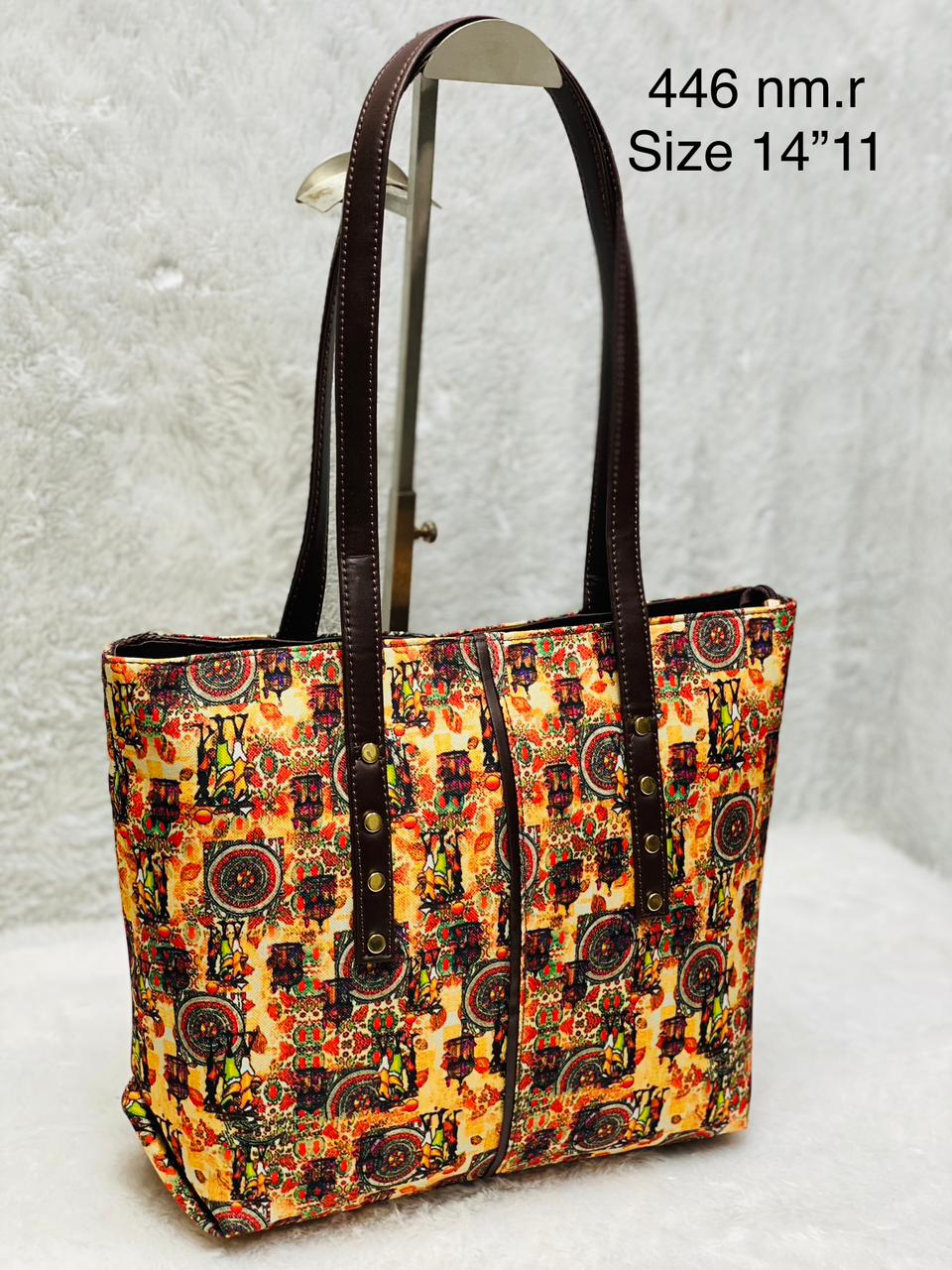 Hand- Block Print Designer Tote Bag with Double partition