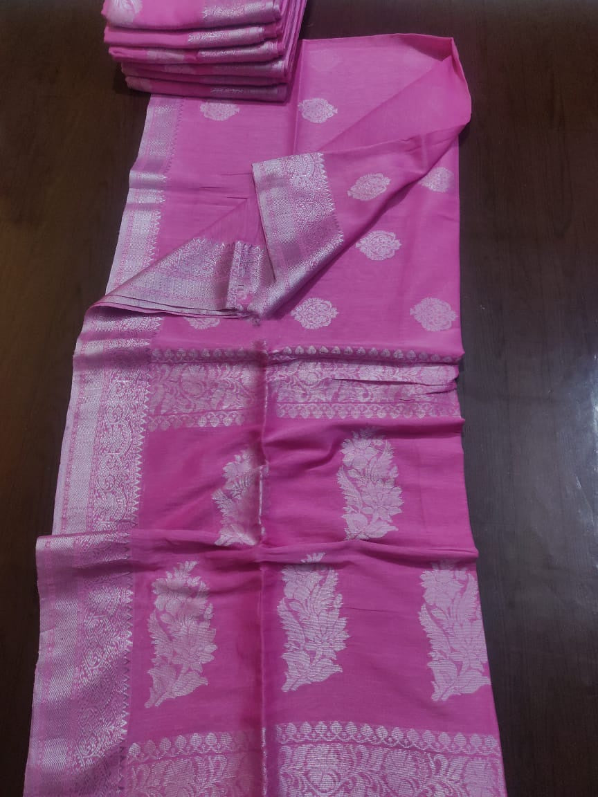 Pure Organic Linen Saree With Running Blouse.