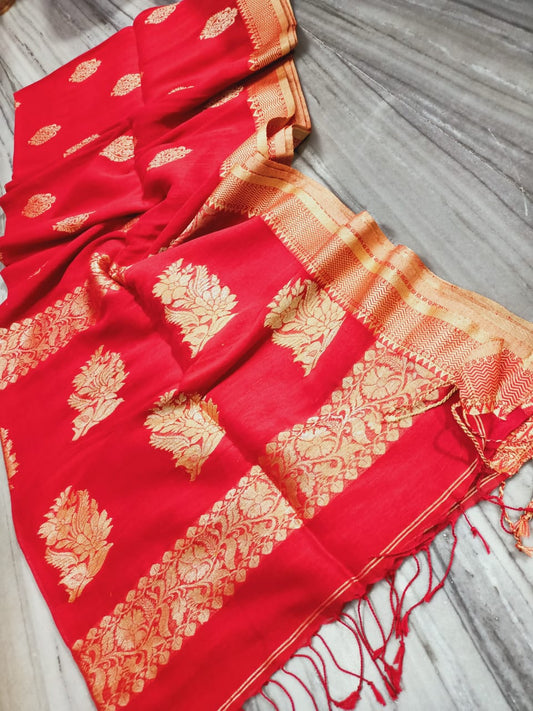 Pure Organic Linen Saree With Running Blouse.