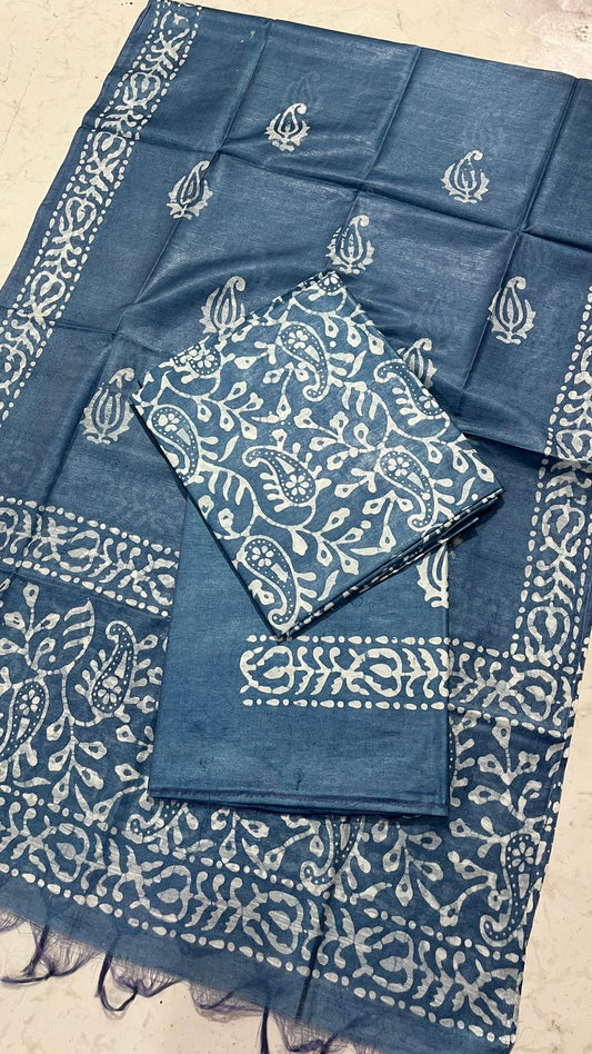 Pure Batik Print Katan Silk Unstitched Suit.