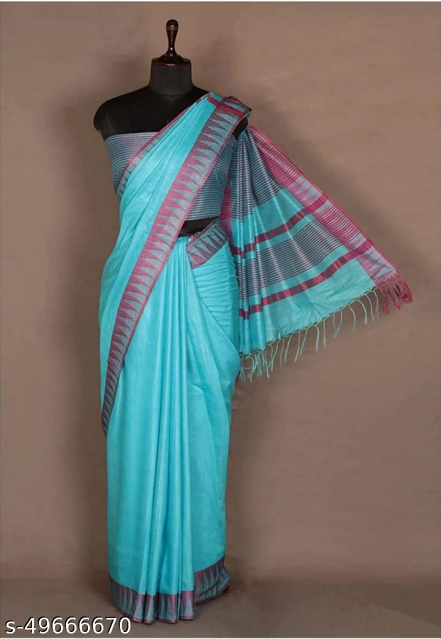 Pure Tissue Linen Saree with Running Blouse