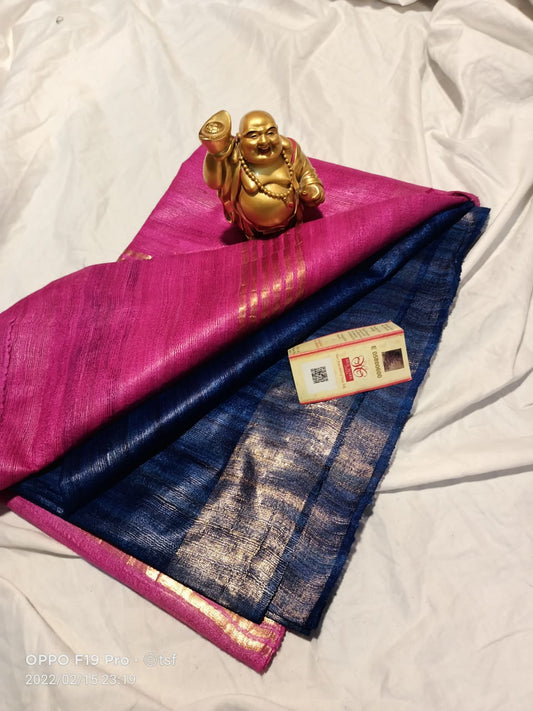 Pure Tussar- Ghicha Silk Hand weaving Saree With Running Blouse