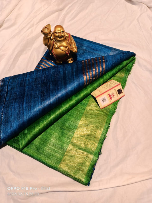 Pure Tussar- Ghicha Silk Hand weaving Saree With Running Blouse