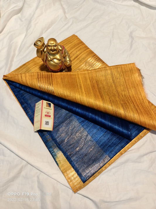 Pure Tussar- Ghicha Silk Hand weaving Saree With Running Blouse