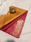 Pure Tussar- Ghicha Silk Hand weaving Saree With Running Blouse