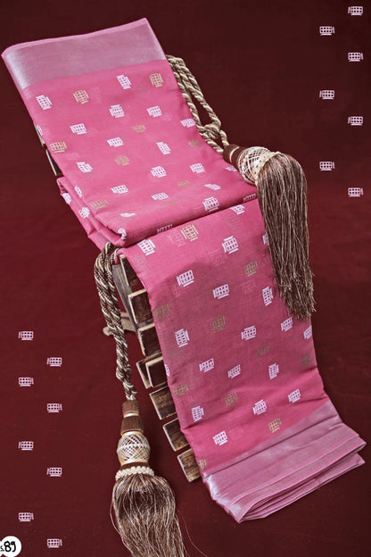 Pure Tissue Linen Saree with Embroidery
