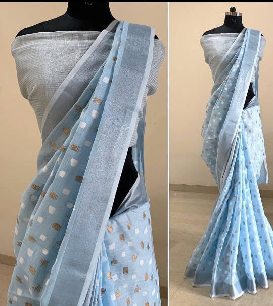 Pure Tissue Linen Saree with Embroidery