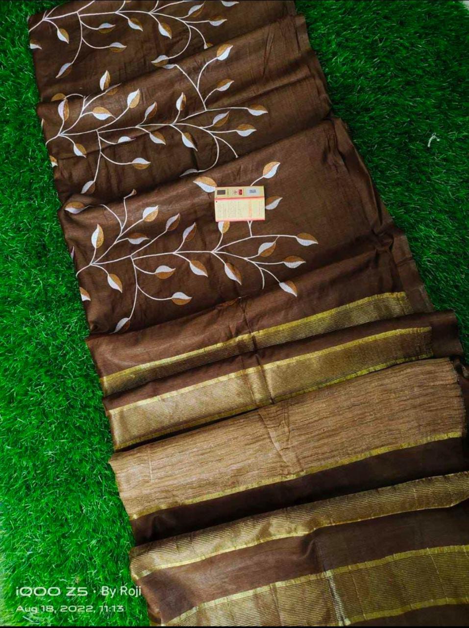 Pure Kota Staple Silk Hand Embroidery Work Saree With Blouse.