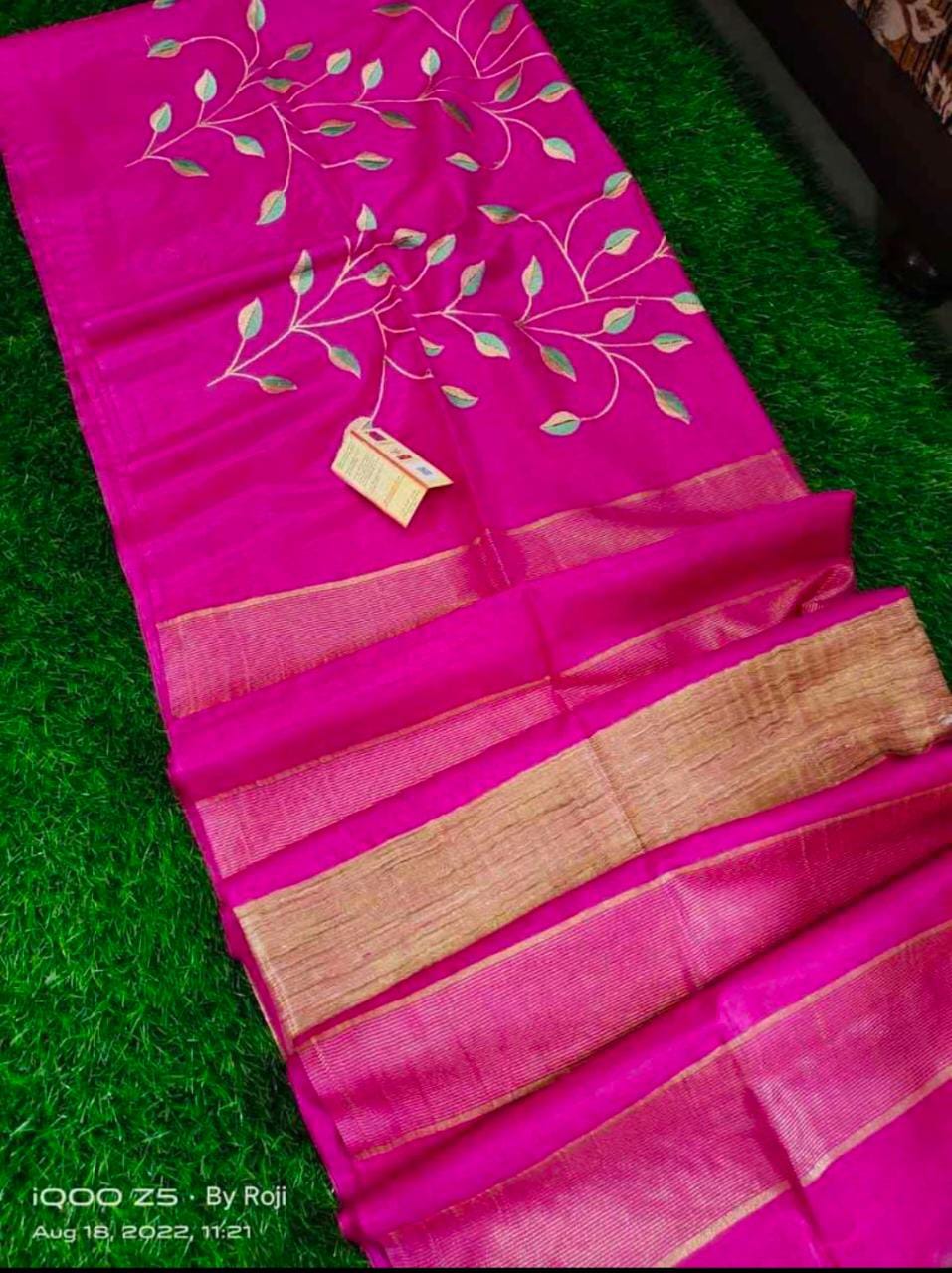 Pure Kota Staple Silk Hand Embroidery Work Saree With Blouse.