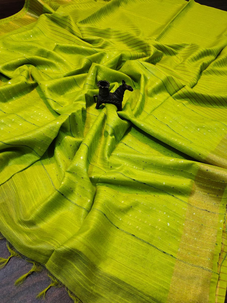Pure Kota Sequence Pallu Work Saree With Blouse.