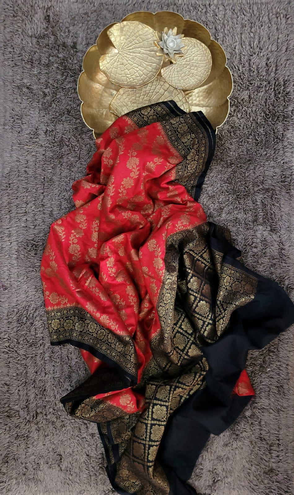 Designer Banarasi Handloom Semi Khaddi Georgette Soft silk Saree with allover Antique Zari