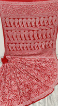 Pure Chiffon Georgette Chikankari Hand-work Saree With Running Blouse