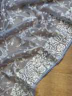 Pure Organza Silk Saree With Parsi Gara Hand Work