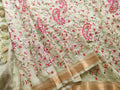 Green Color Pure Kota Linen Silk Hand Embroidery Work Saree With Blouse.