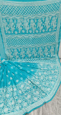 Pure Chiffon Georgette Chikankari Hand-work Saree With Running Blouse