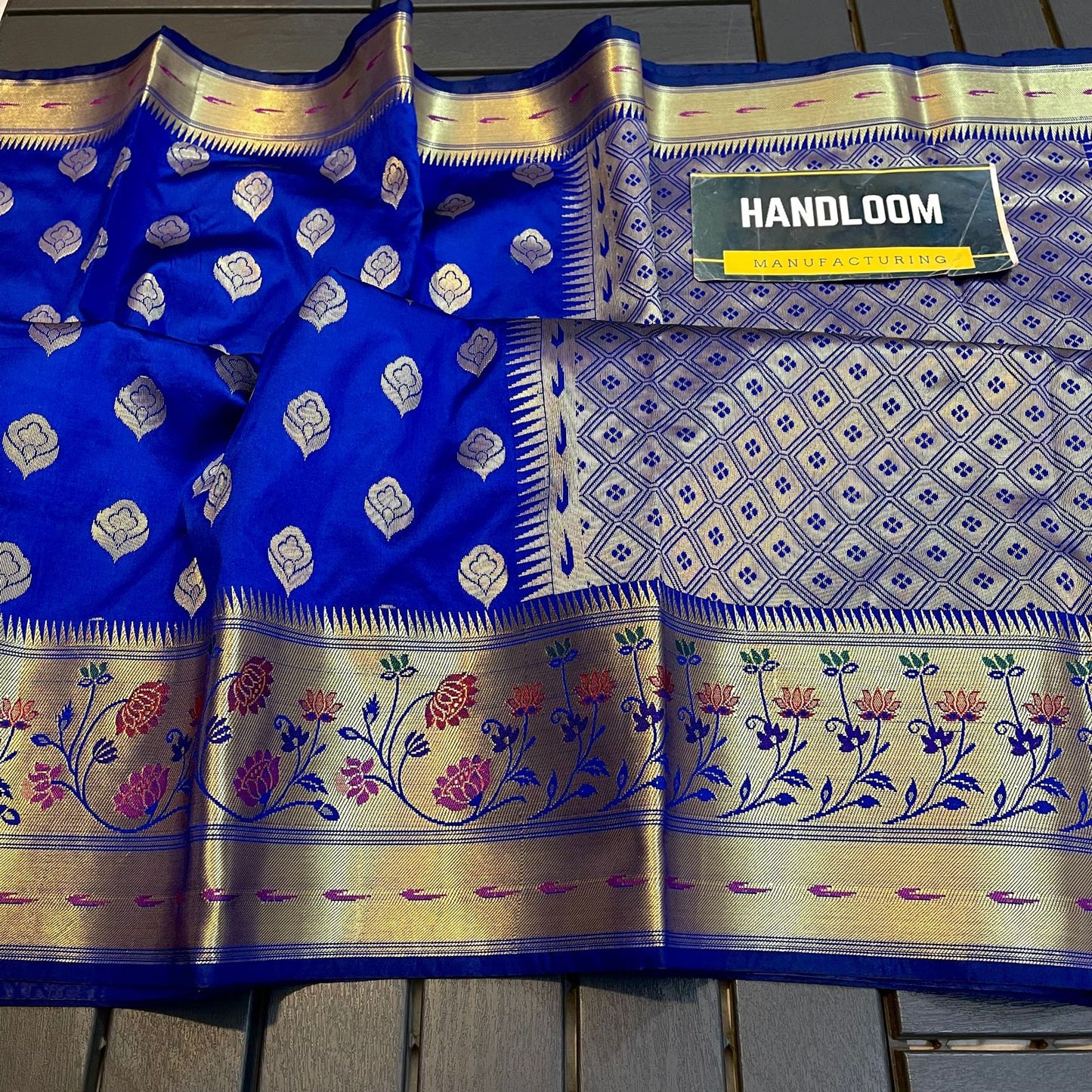 Handloom Weaved Litchi Silk Banarasi Saree with Running Blouse
