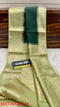 Handloom Weaved Pure Matka Silk Banarasi Saree with Running Blouse