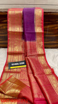 Handloom Weaved Pure Matka Silk Banarasi Saree with Running Blouse