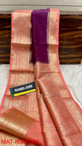 Handloom Weaved Pure Matka Silk Banarasi Saree with Running Blouse