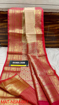 Handloom Weaved Pure Matka Silk Banarasi Saree with Running Blouse
