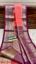 Handloom Weaved Pure Matka Silk Banarasi Saree with Running Blouse