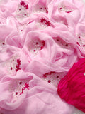 Baby Pink Color Flower motif design pure jaipuri Chiffon Saree