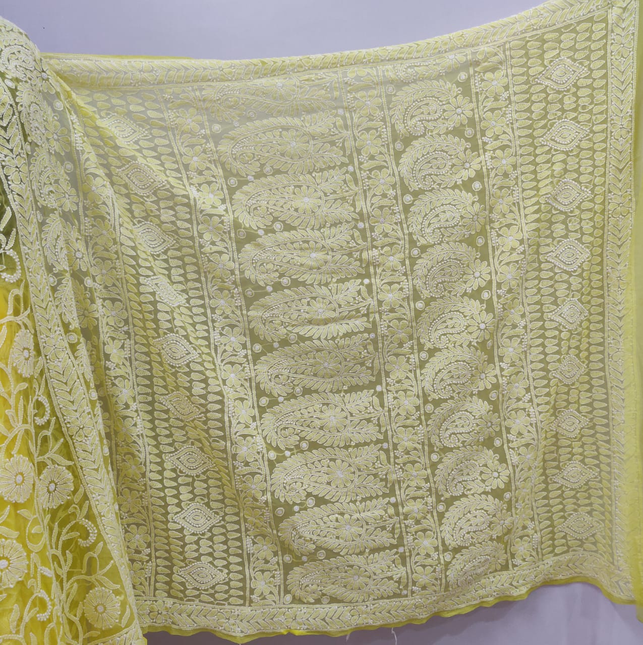 Pure Georgette Chikankari Hand-work Saree With Running Blouse