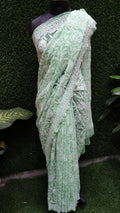 Pure Georgette Chikankari Hand-work Saree With Running Blouse