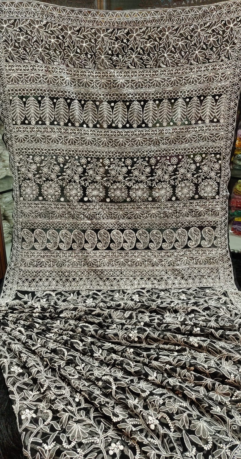 Pure Georgette Chikankari Hand-work Saree With Running Blouse