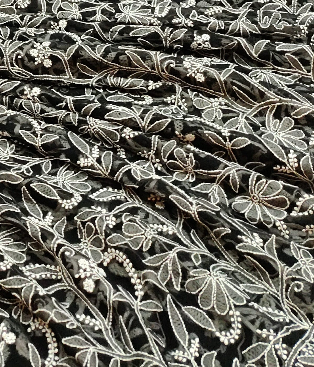 Pure Georgette Chikankari Hand-work Saree With Running Blouse