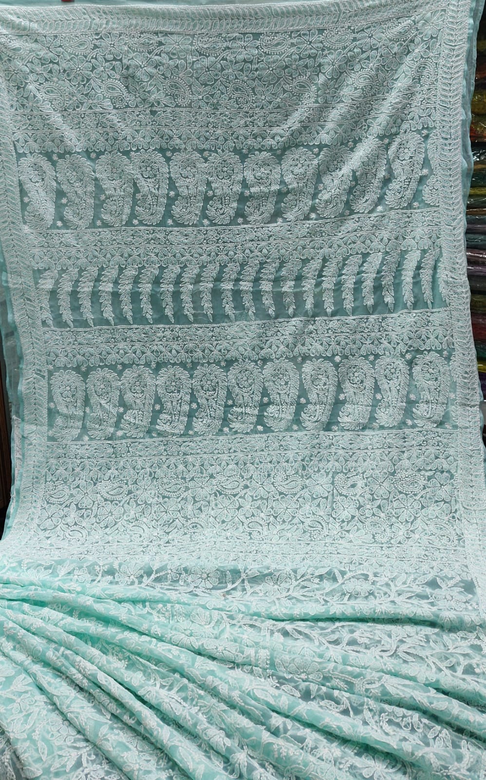 Pure Georgette Chikankari Hand-work Saree With Running Blouse