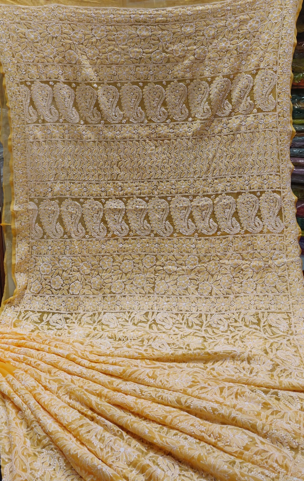 Pure Georgette Chikankari Hand-work Saree With Running Blouse