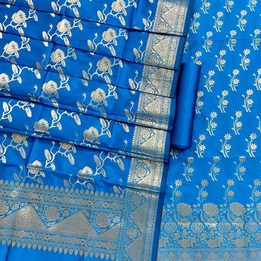 Pure Banarasi Silk Unstitched Suit With Jaal Dupatta