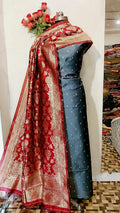 Banarasi Soft Silk Unstitched Suit with Zari Work