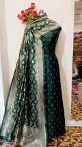 Banarasi Soft Silk Unstitched Suit with Zari Work