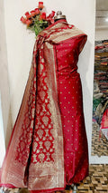 Banarasi Soft Silk Unstitched Suit with Zari Work