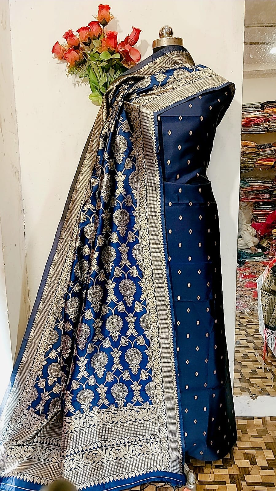 Pure banarasi muga silk kurta paired with a modal silk palazzo with dabka  hand embroidery on the pauncha. … | Dress indian style, Kurti designs party  wear, Fashion