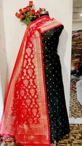 Banarasi Soft Silk Unstitched Suit with Zari Work