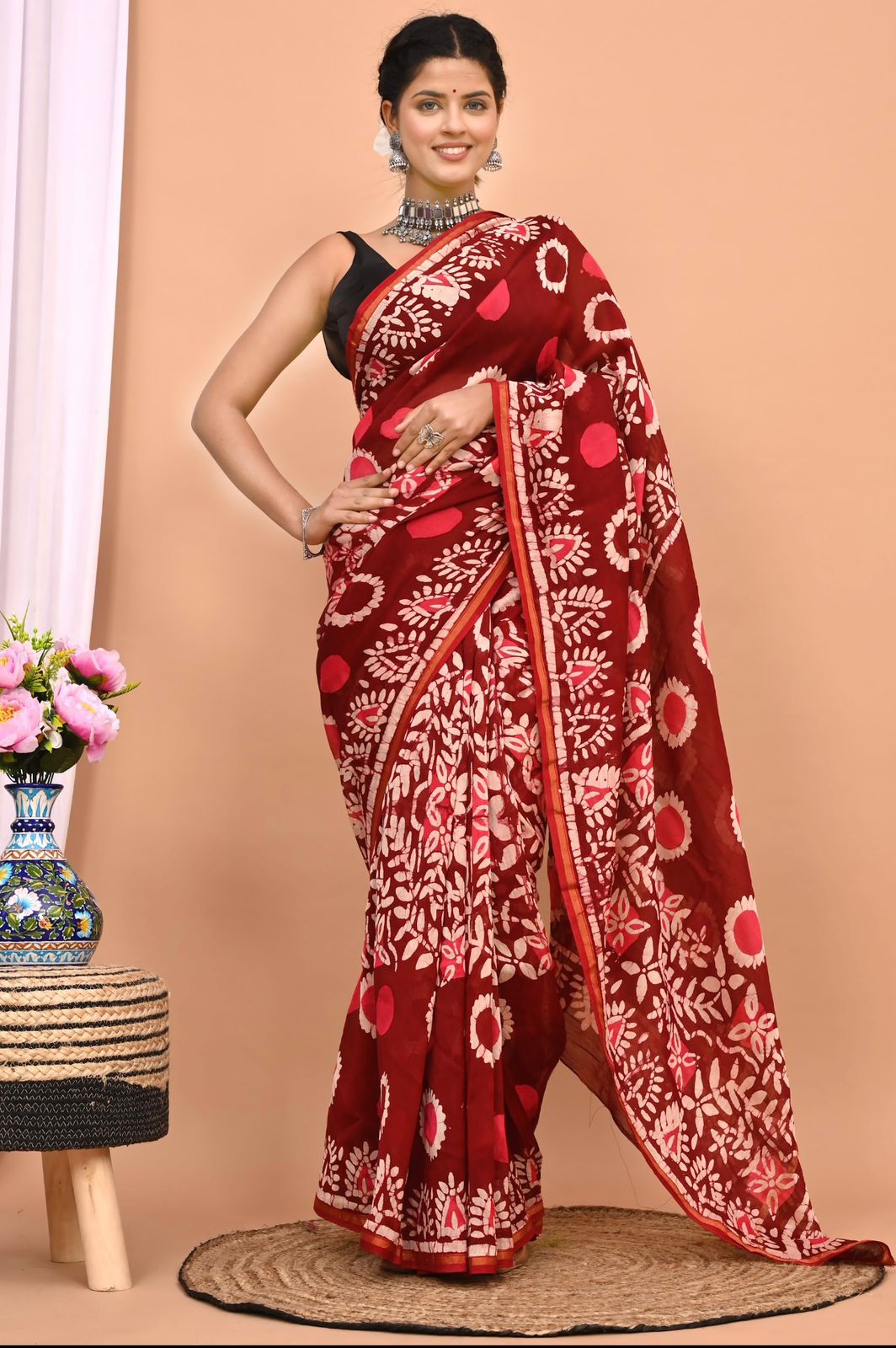 Sky blue Pure Silk Handwoven Chanderi Saree With Meena Buti – Wearitage  India