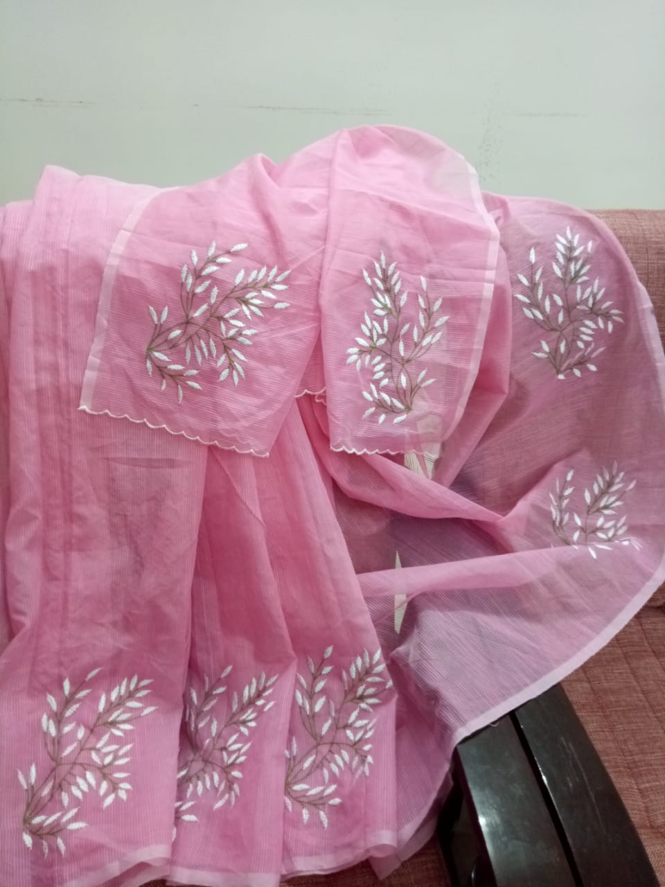 Pink Color Kota cotton embroidery work Saree