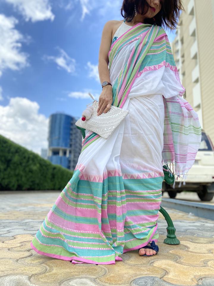 Pure Khaddi Cotton Saree With Blouse