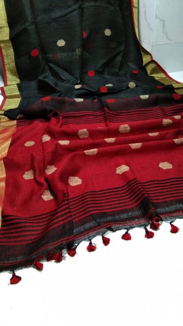 Pure Linen Ball Saree With Running Blouse