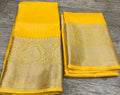 Pure Banarasi Linen Silk Border Saree With Blouse