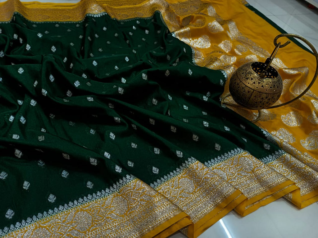 Banarasi Handloom Weaved Khaddi Semi  Georgette Saree with Zari Work
