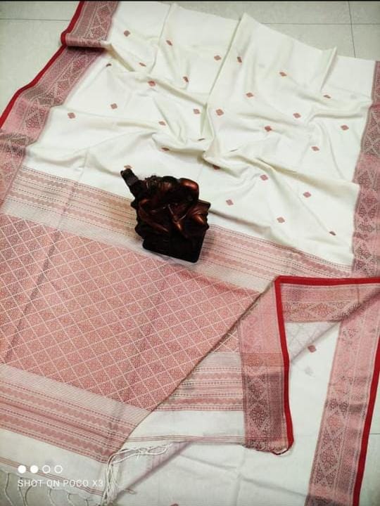 Pure Cotton Khaddi Copper Zari Work Saree With Blouse